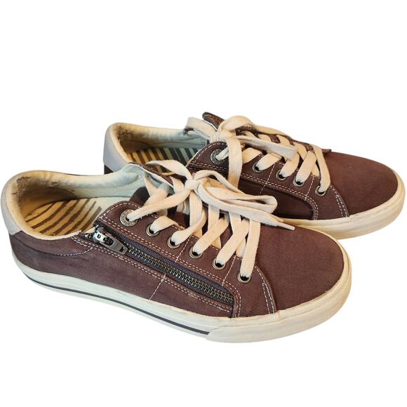 Taos Z Soul Sneaker, Side zip, Arch Support Canvas Orthodic Cocoa Color sz 8.5 - Picture 1 of 16